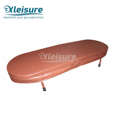 Brown Oval Spa Lid Covers Vinyl Hot Tub And Spa Covers For Wooden Hot Tub Bathtub