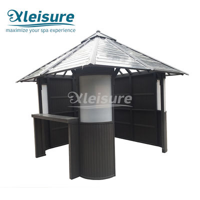 Stylish Enclosed Hot Tub Gazebo , Hot Tub Shelters Gazebo 2.4m × 2.4m  × 3.6m Height