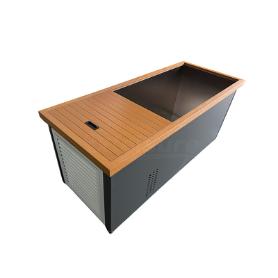 Customized Logo Rectangular Stainless Steel Wood Spa Massage Tub Portable Ice Bath Tub for Athlete Cold Whirlpool Bathtubs
