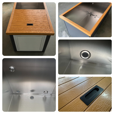 Customized Logo Rectangular Stainless Steel Wood Spa Massage Tub Portable Ice Bath Tub for Athlete Cold Whirlpool Bathtubs