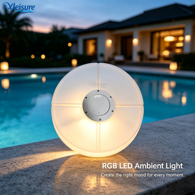 Floating Spa Music Bar with Bluetooth Speaker RGB LED Light 6 Cup Holders Waterproof Floating Drink Tray for Pool Hot Tub Party