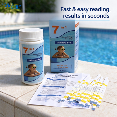 7 in 1 Water Test Strips, Hot Tub Spa Bath Tub Water Quality Check Strips, 100 Strips Per Bottle, Accessory for Spa & Bathtub